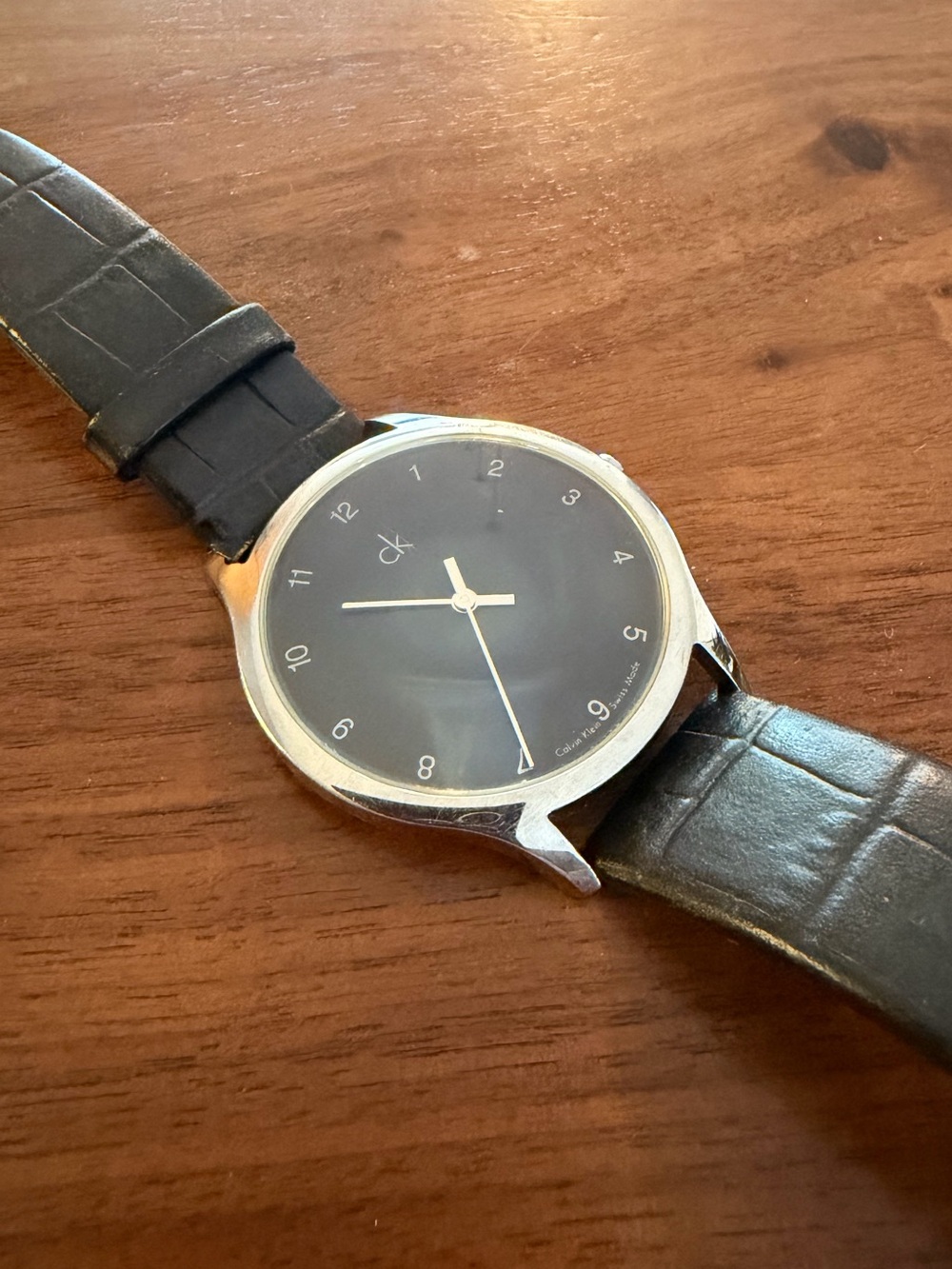 Calvin Klein Minimalist Y2K Black Leather Strap Watch